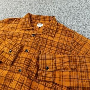 RE/DONE Shirt Mens M Orange Plaid Flannel Button Up Long Sleeve USA Outdoor Work